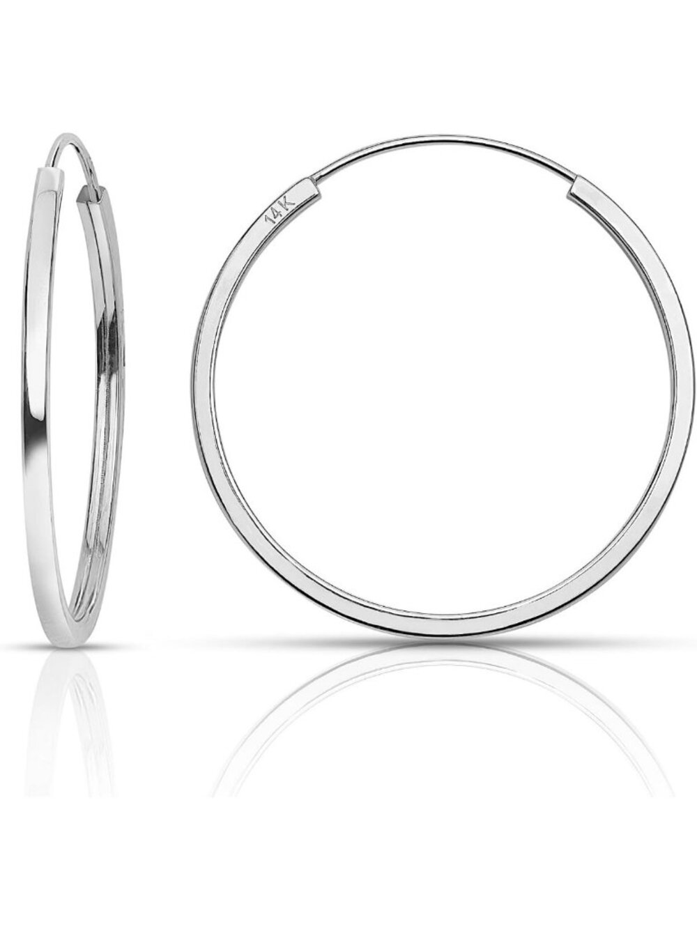 Lightweight 14K Gold Square Endless Hoop Earrings for Women, Men & Teens
